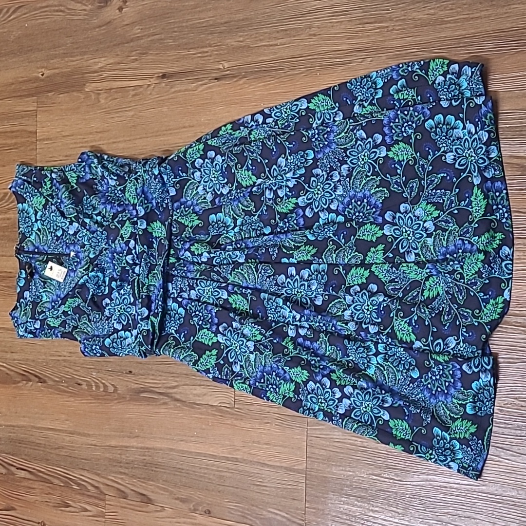 Talbots Blue And Green Floral Dress